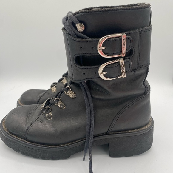 Harley-Davidson Shoes - Harley-Davidson Black Leather Boots with Silver Accents women’s size 7